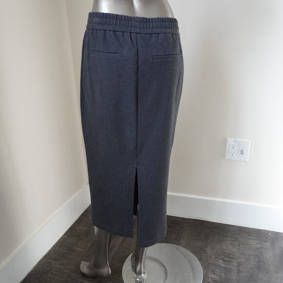 Brunello Cucinelli Midi Skirt Cotton Stretch Charcoal Gray Size Medium New Tag - Picture 4 of 6